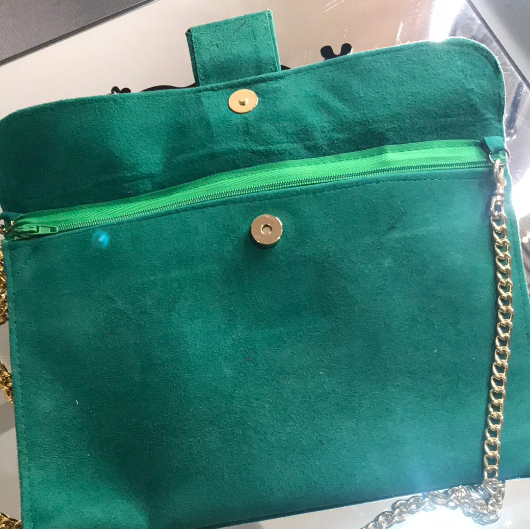 Green Suede Lizard Bag