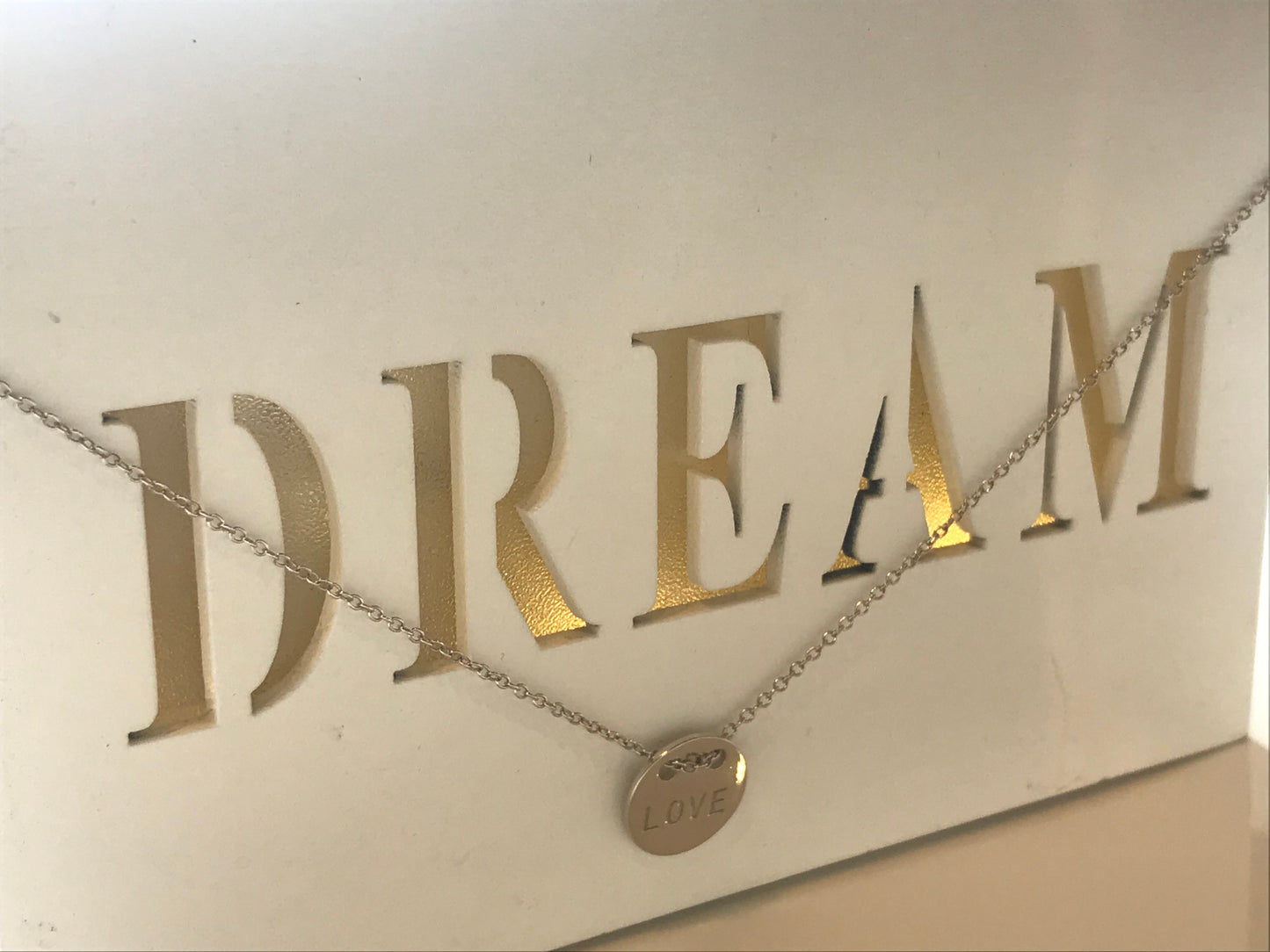 Love Is All You Need Silver Disc Necklace