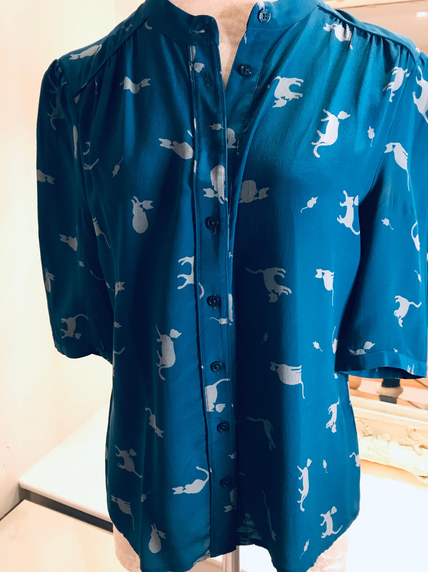 Prussian Blue Silk Surprise Blouse