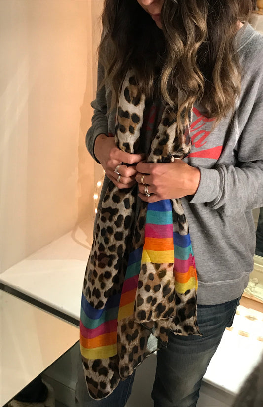 Rainbow Leopard Scarf