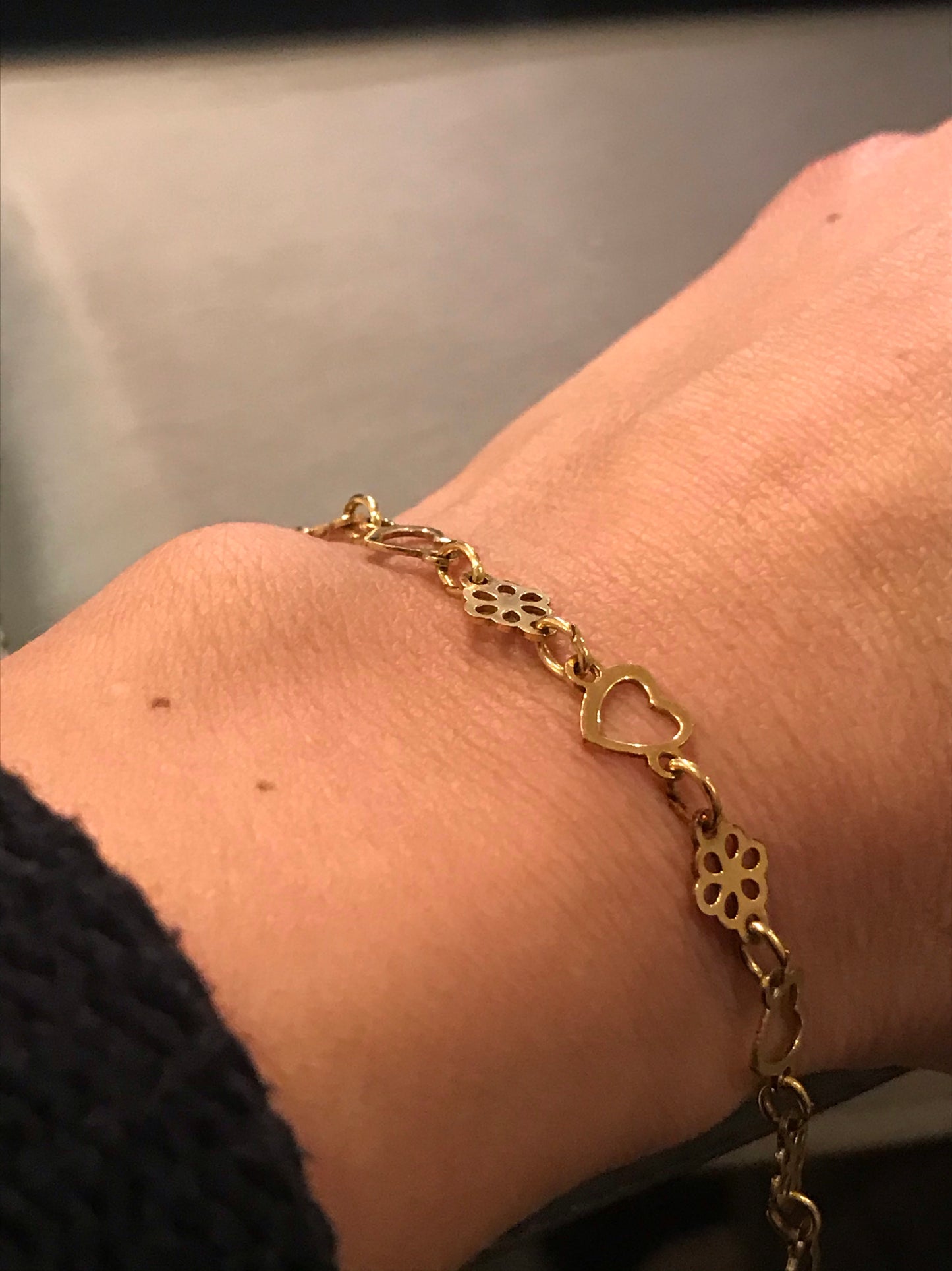 Vintage Gold-Plated Mini Love Hearts Bracelet