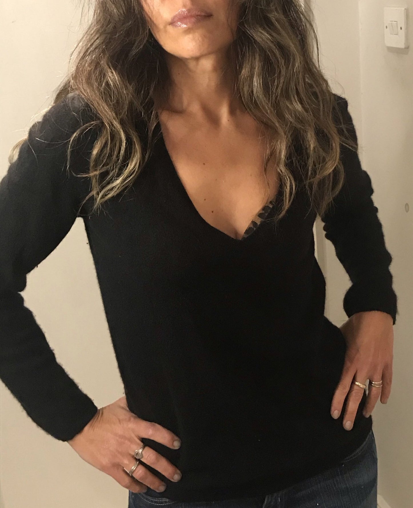 Burberry Black Cashmere V-Neck Jumper