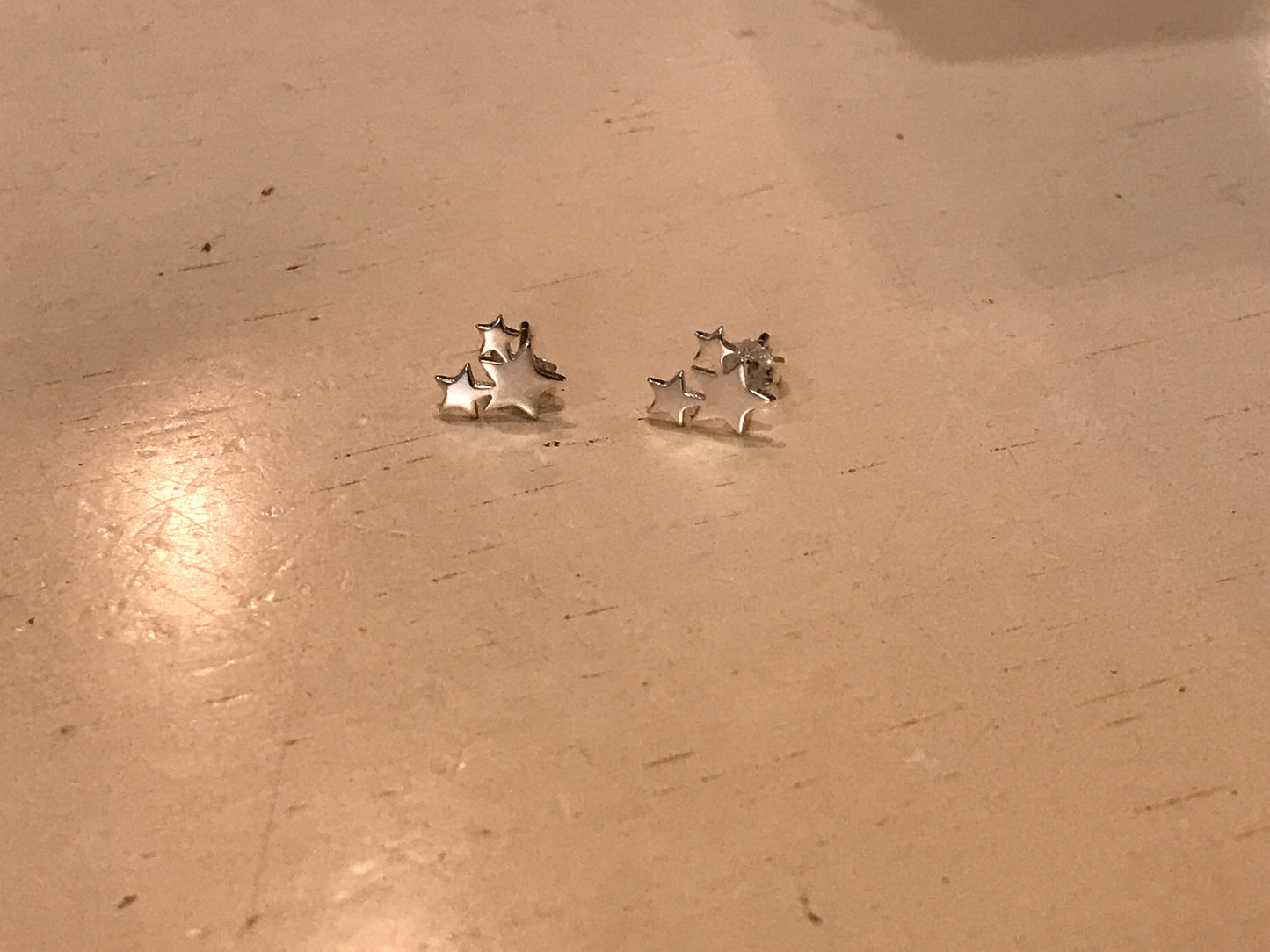 Triple-Star Silver Stud Earrings