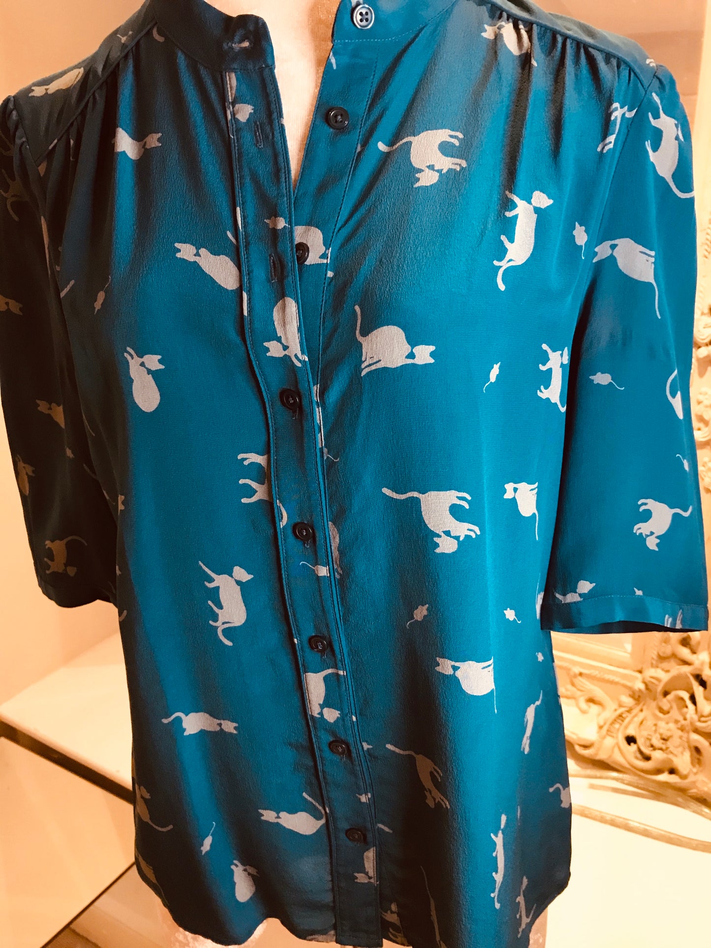 Prussian Blue Silk Surprise Blouse