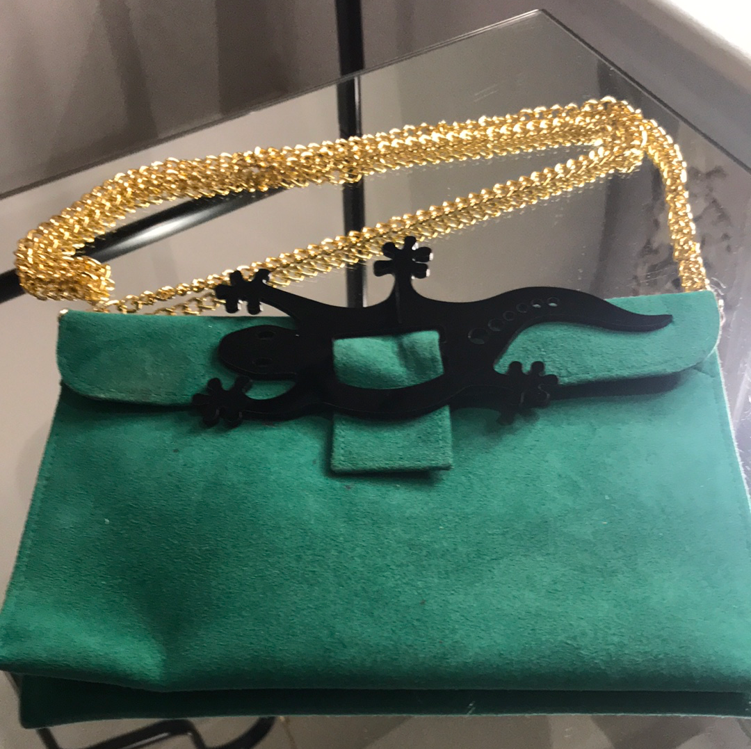 Green Suede Lizard Bag
