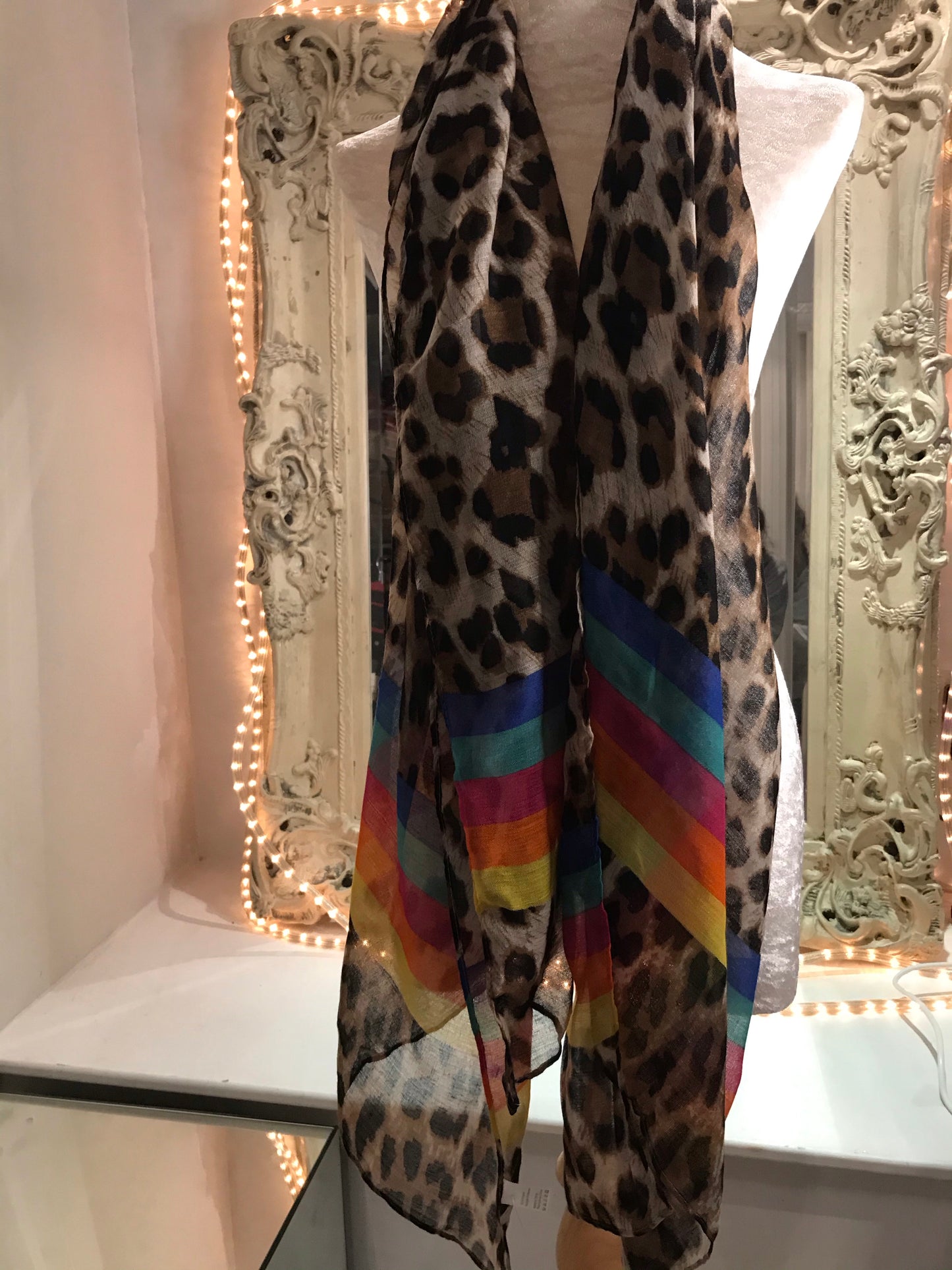 Rainbow Leopard Scarf