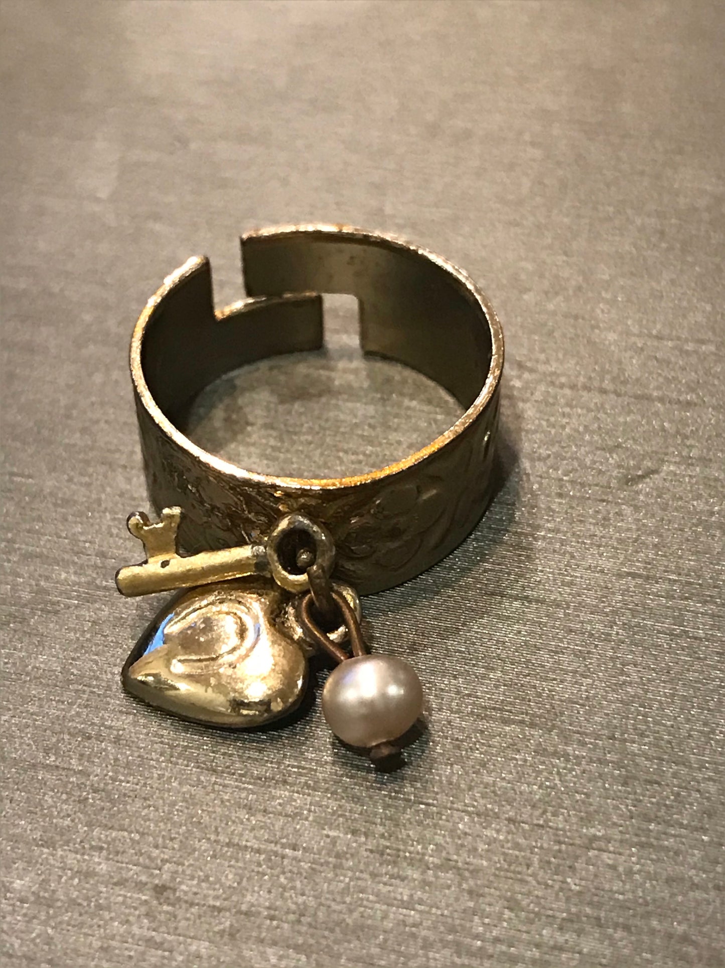 Key to my Heart Vintage Gold-Plated Ring