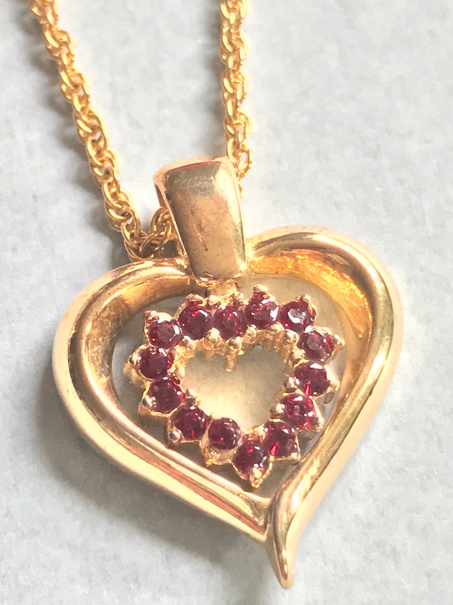 Red and Gold Double-Sided Heart Necklace