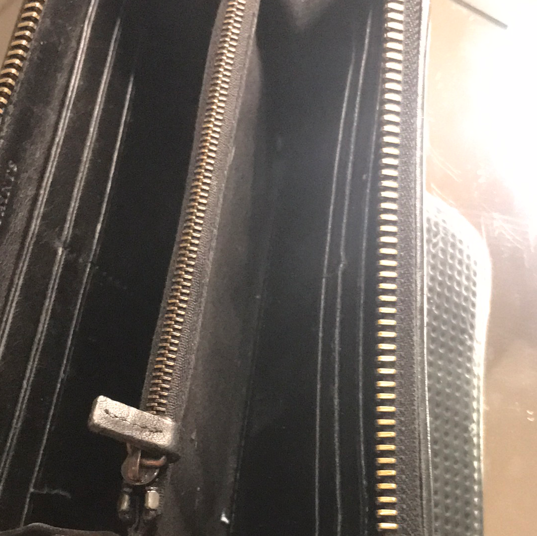 All Saints Leather Gold Zip-Wallet