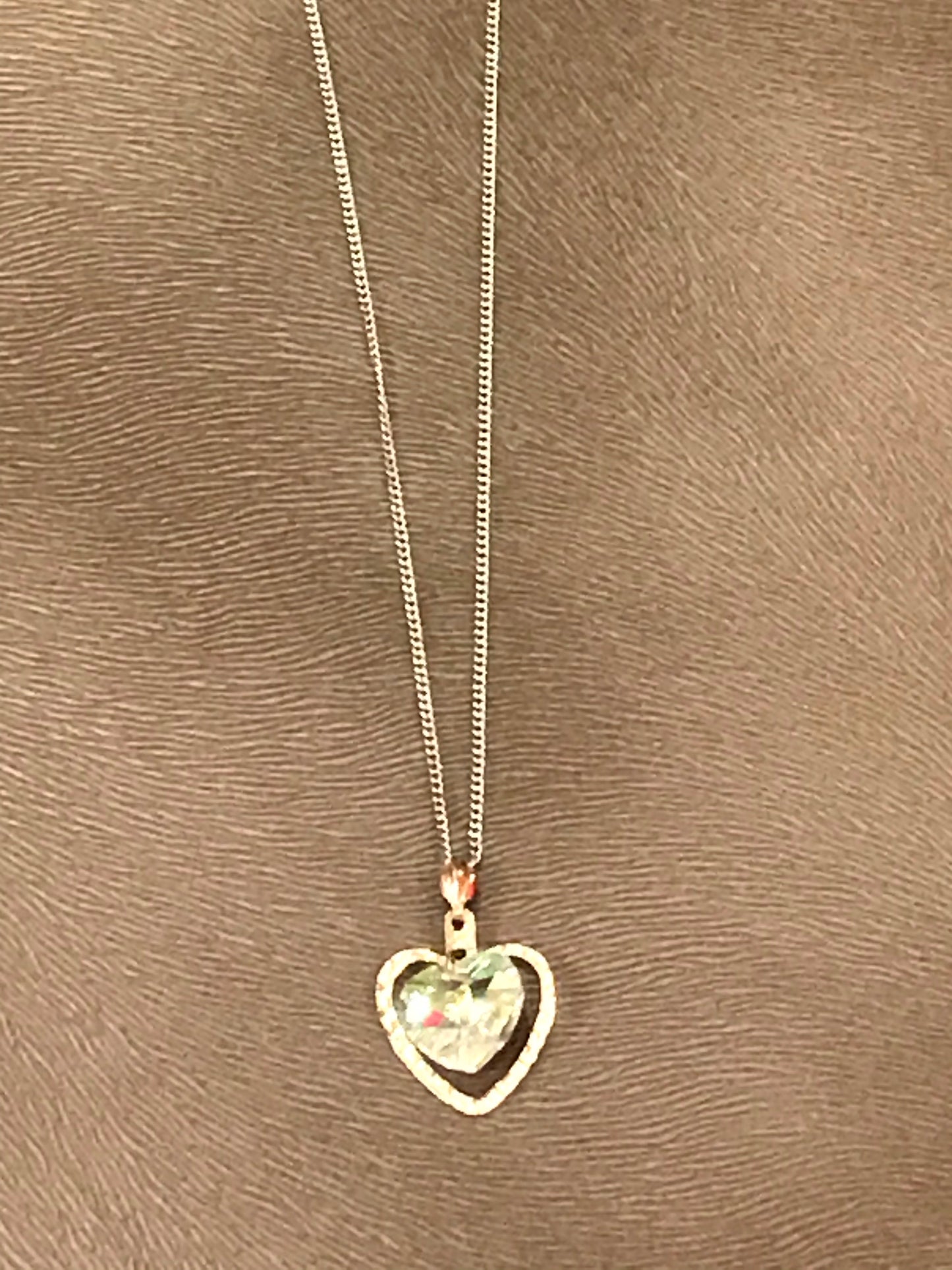 Crystal and Gold Double Heart Necklace