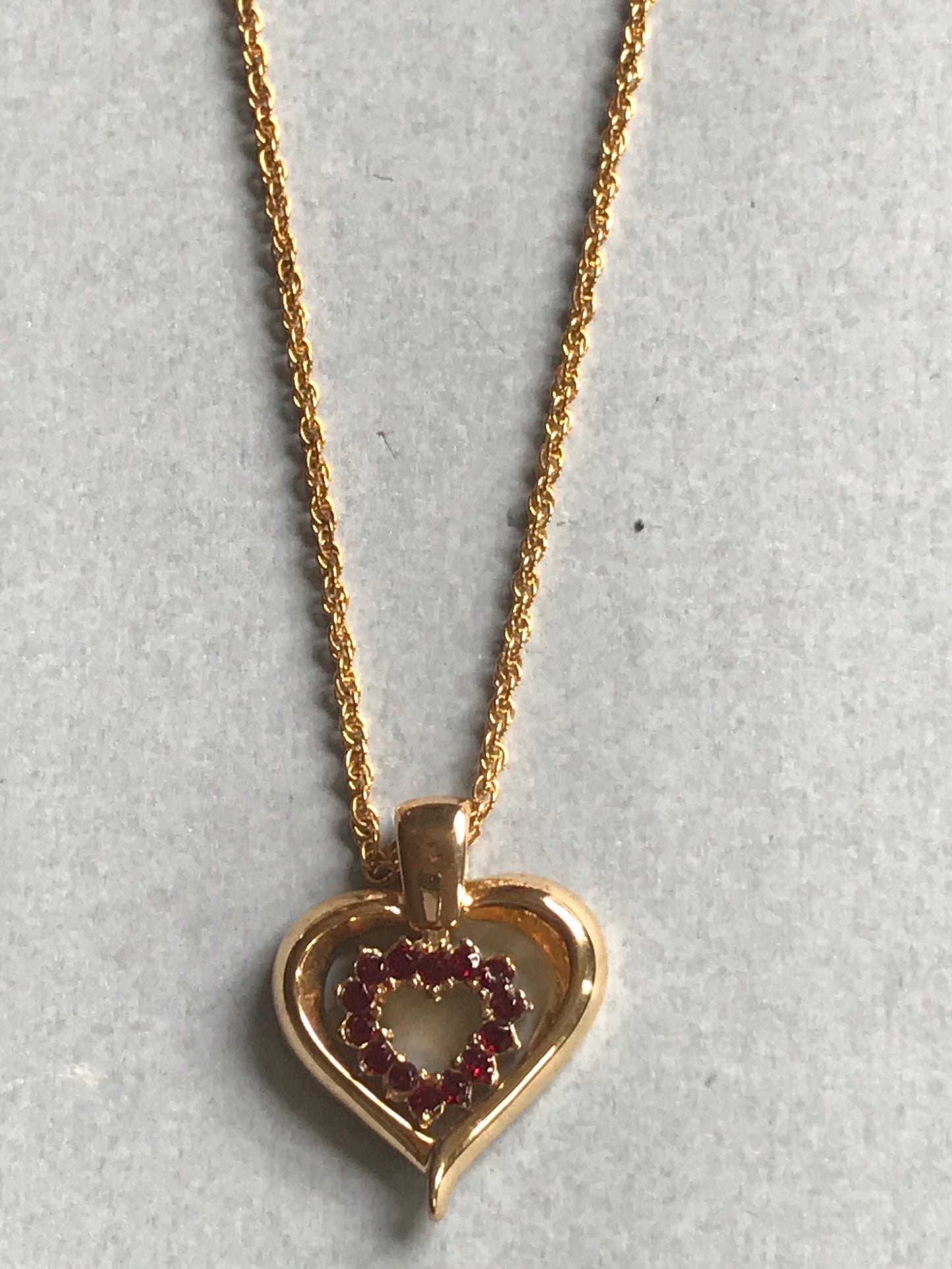 Red and Gold Double-Sided Heart Necklace