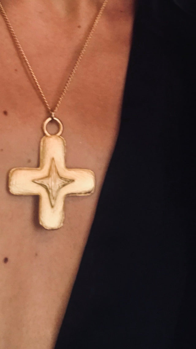 Vintage Gold Plated Star Crossed Lovers Necklace