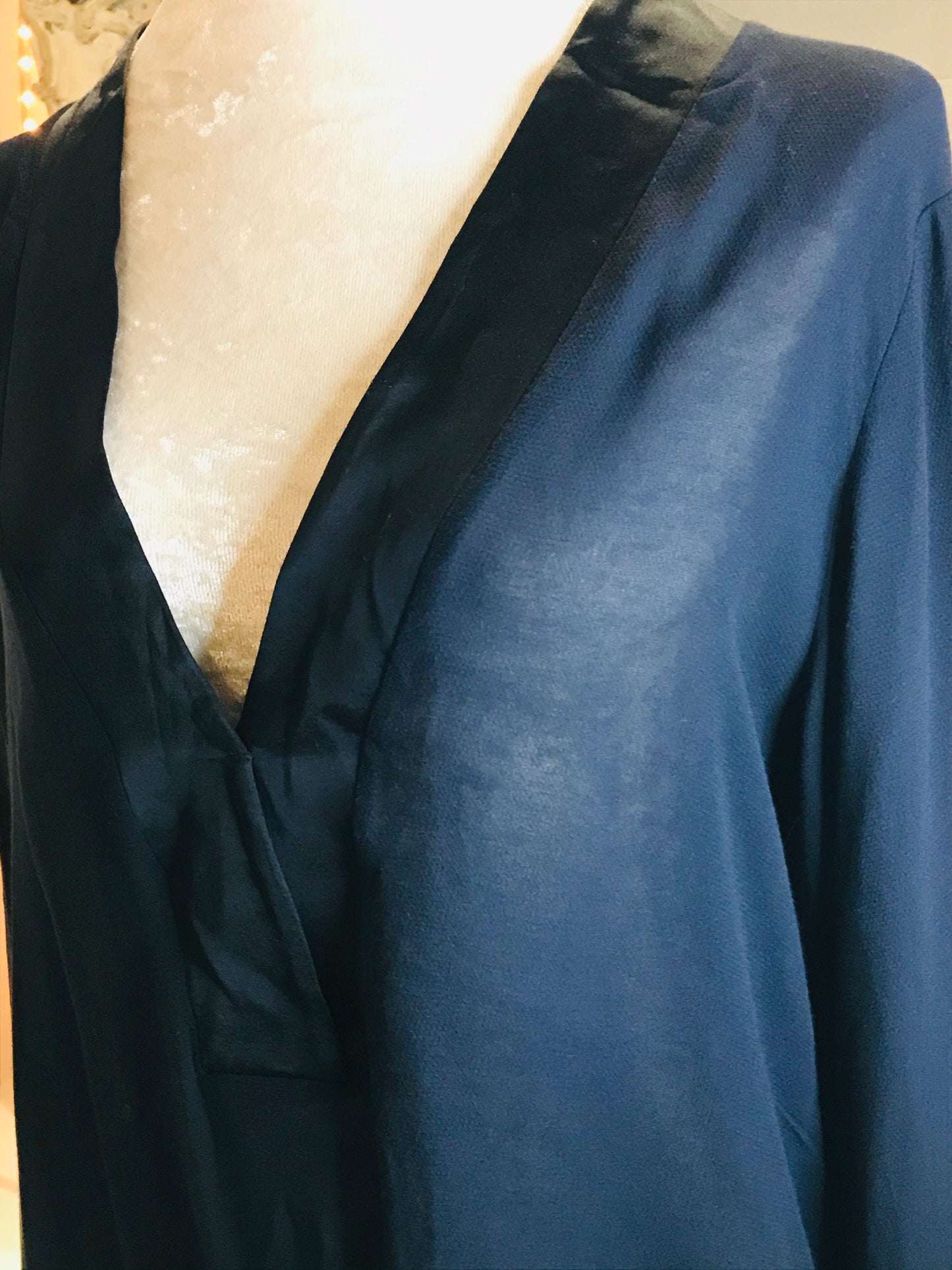 Navy Nights Long Drape Blouse