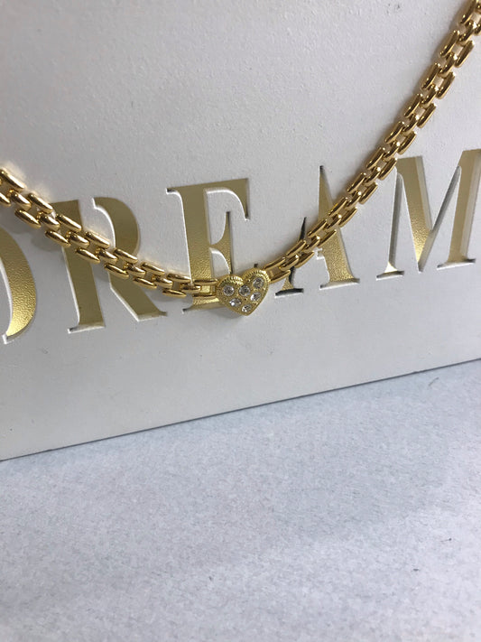 Vintage Gold Cross My Heart Necklace