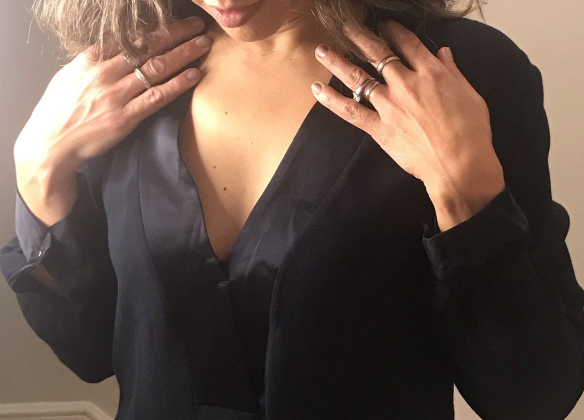 Navy Nights Long Drape Blouse