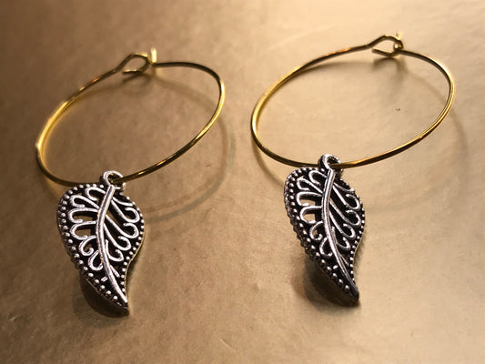 Gold / Antique Silver Plated 30mm Hoop Earrings