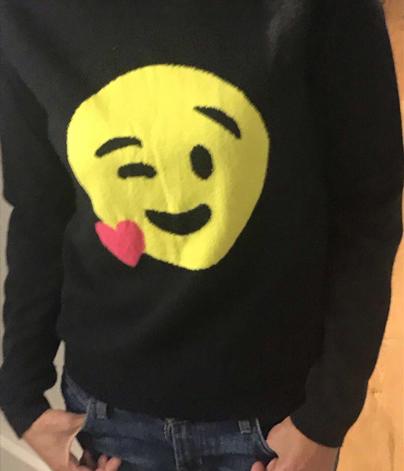 Chinti and Parker Smiley Face Black Cashmere jumper