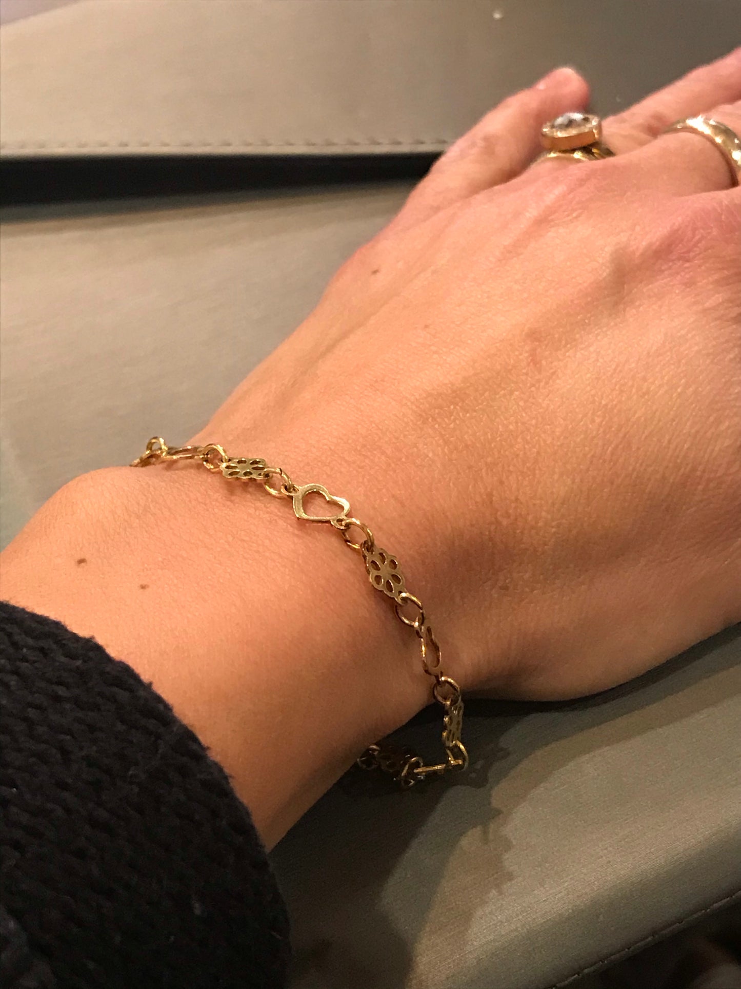 Vintage Gold-Plated Mini Love Hearts Bracelet