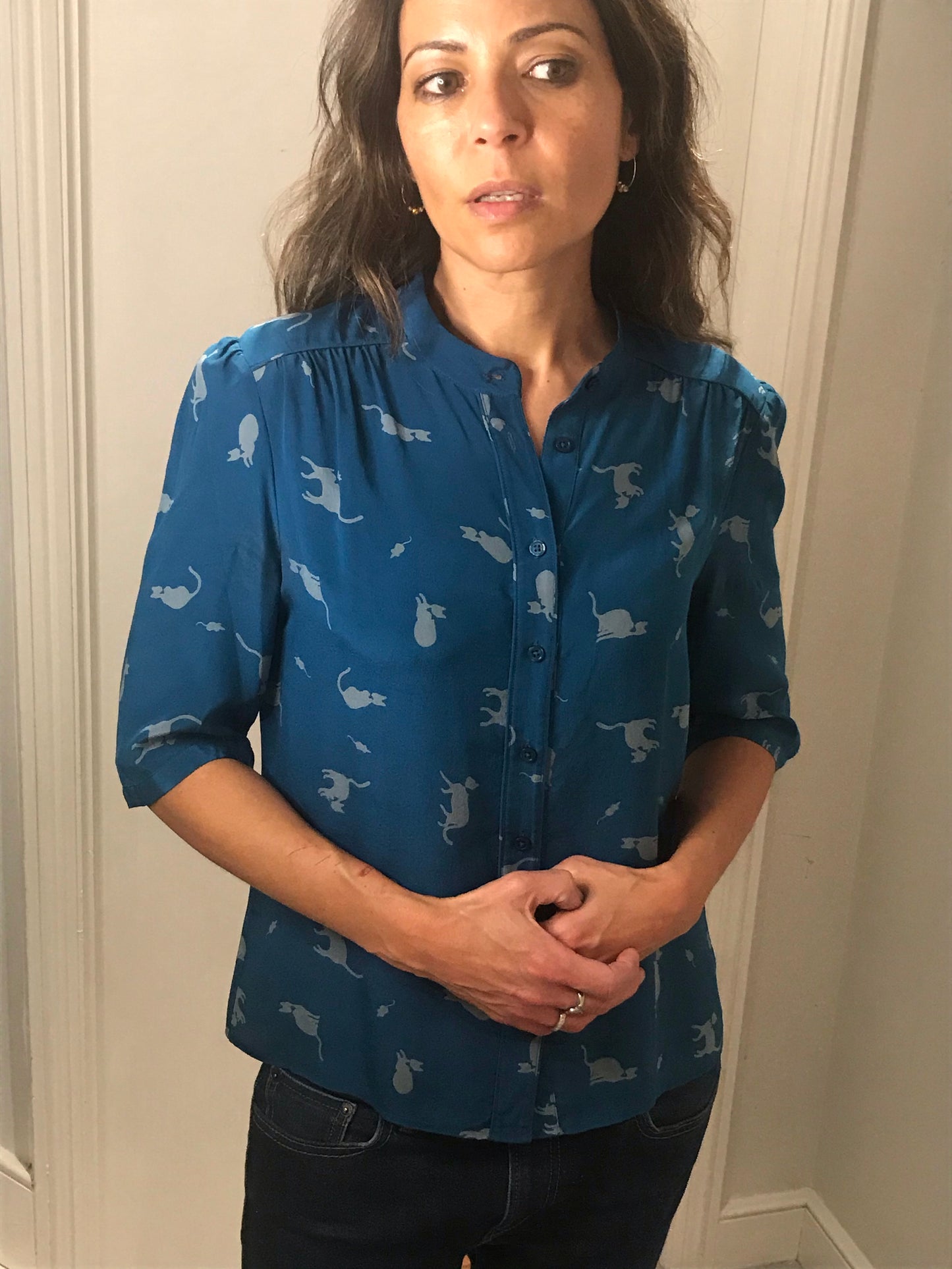 Prussian Blue Silk Surprise Blouse