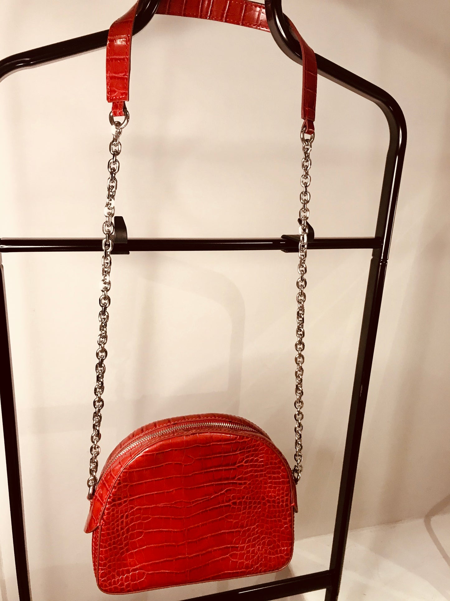 Red Mock Croc Handbag