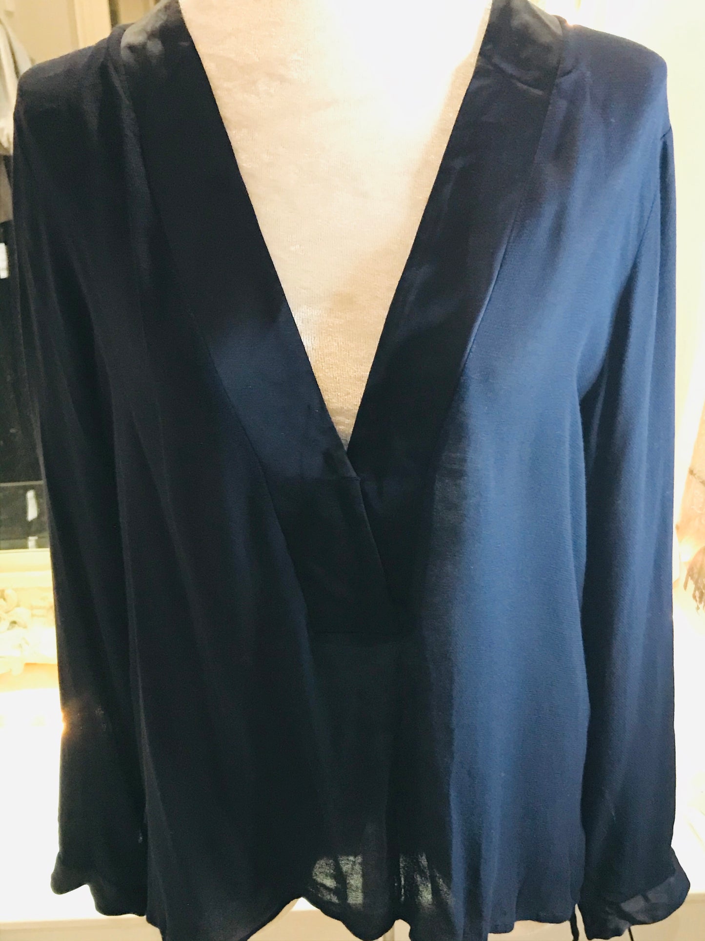 Navy Nights Long Drape Blouse