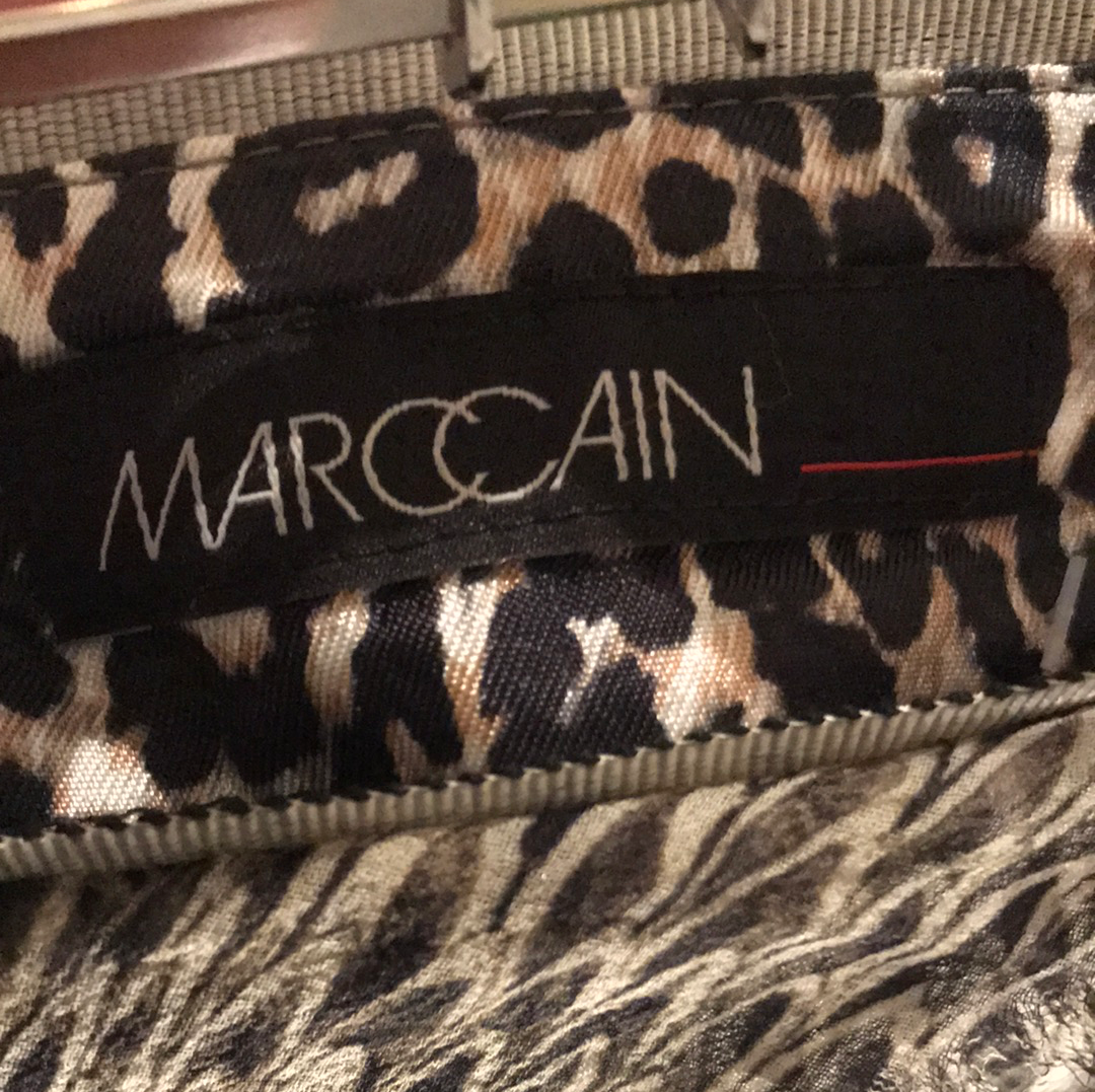 MARC CAIN Leopard 'The Subtle Ruffle' Silk Skirt