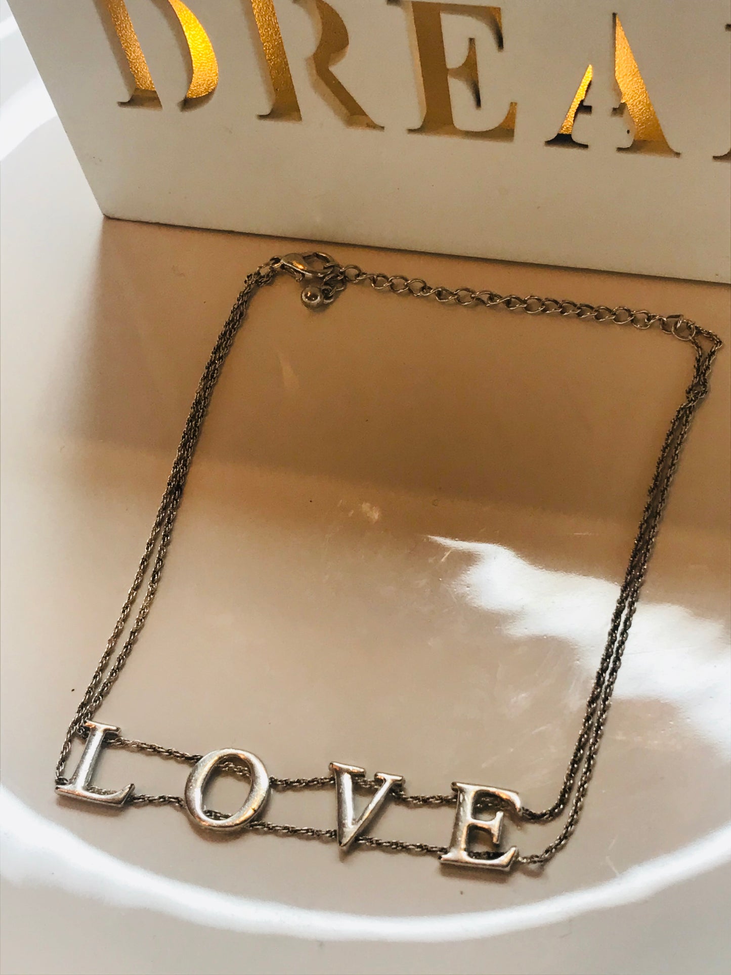 'Love Is All You Need' Silver Vintage Necklace