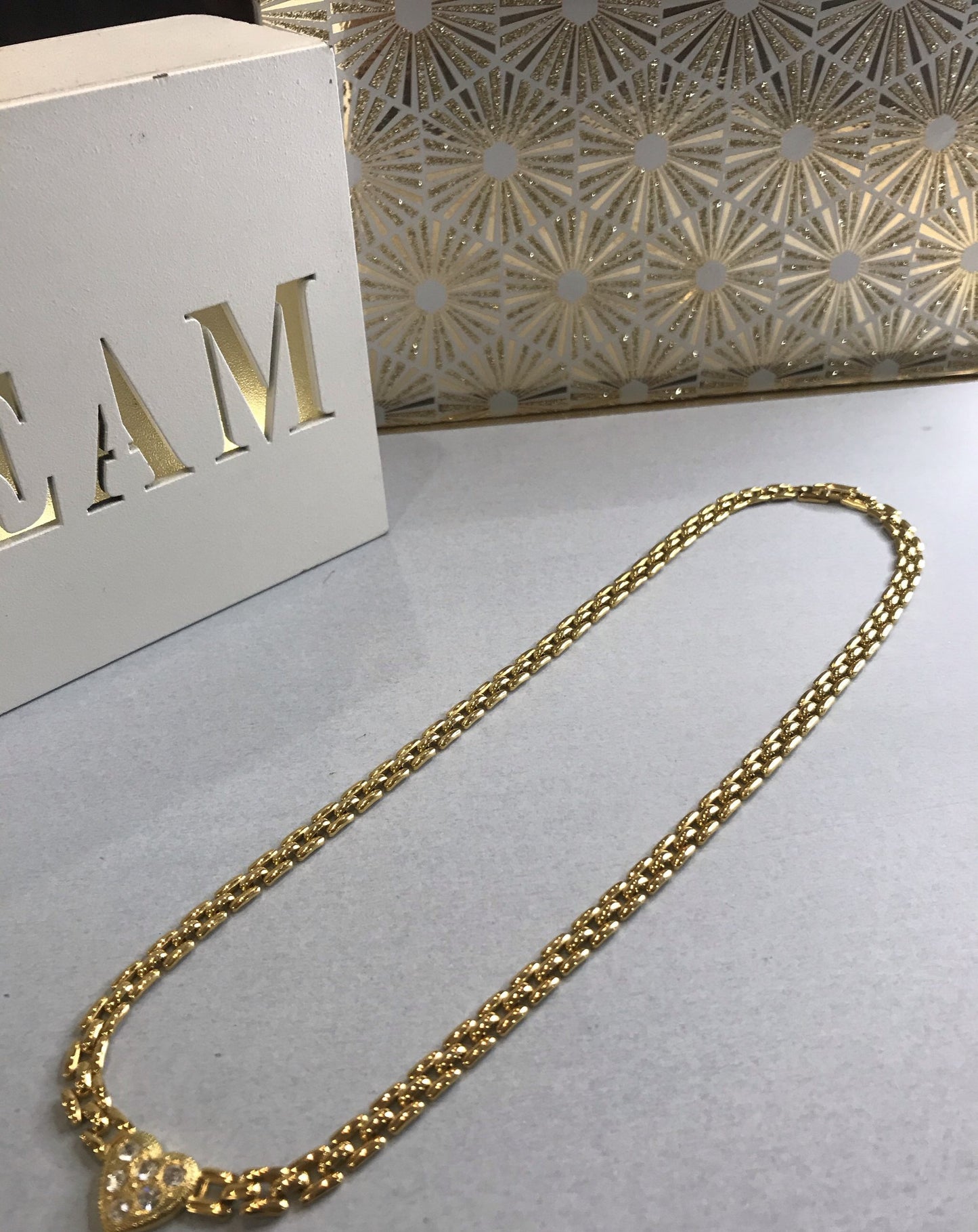 Vintage Gold Cross My Heart Necklace