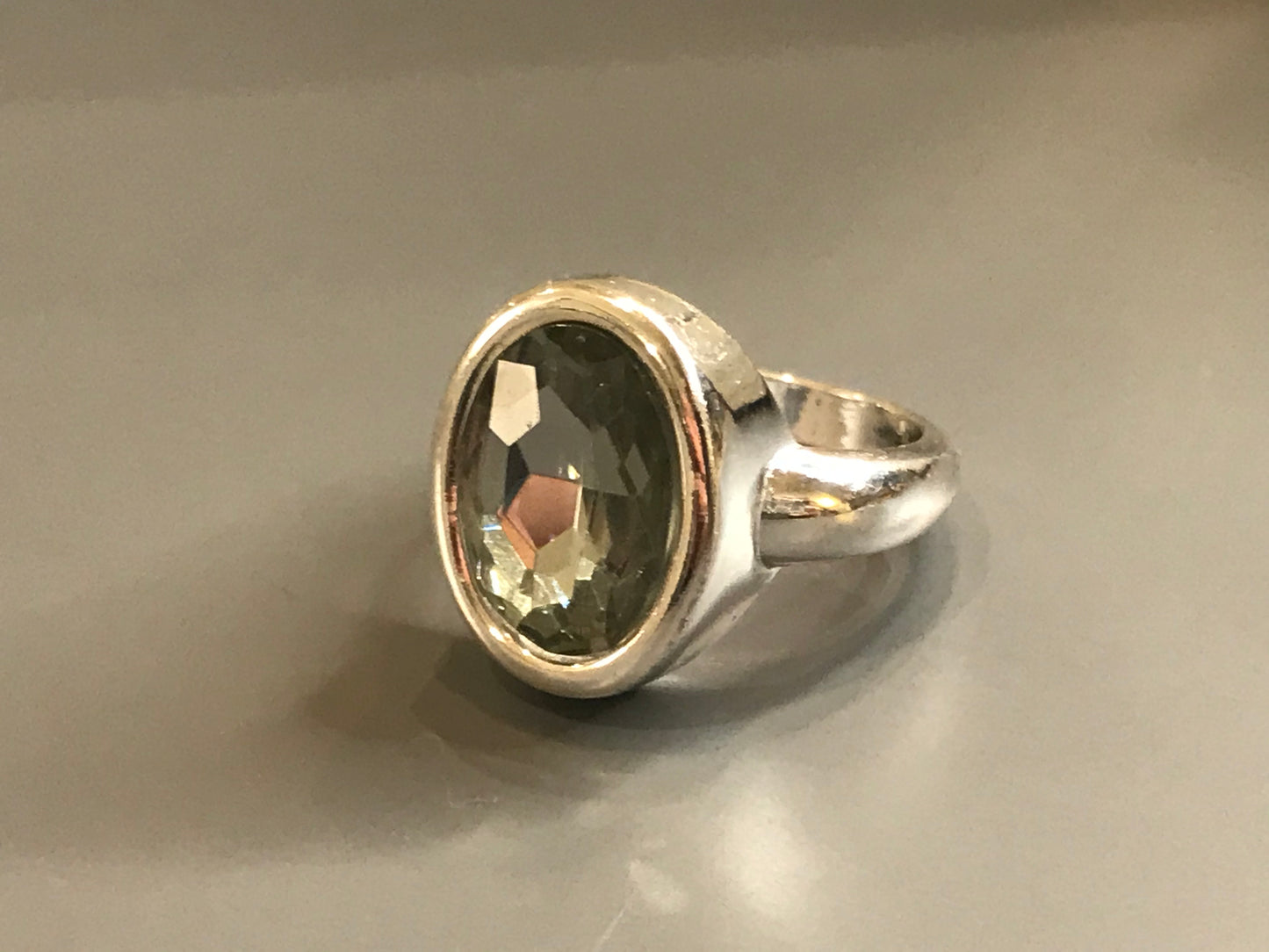 Silver Vintage Aqua Gemstone Statement Ring