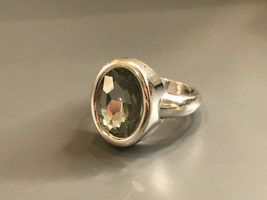 Silver Vintage Aqua Gemstone Statement Ring