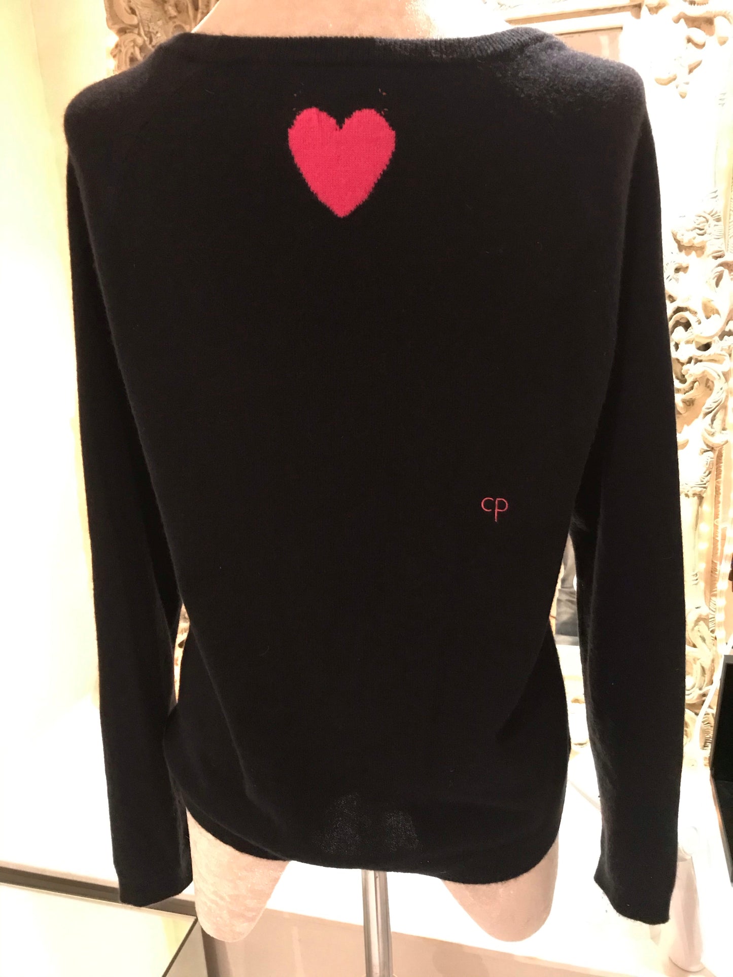 Chinti and Parker Smiley Face Black Cashmere jumper