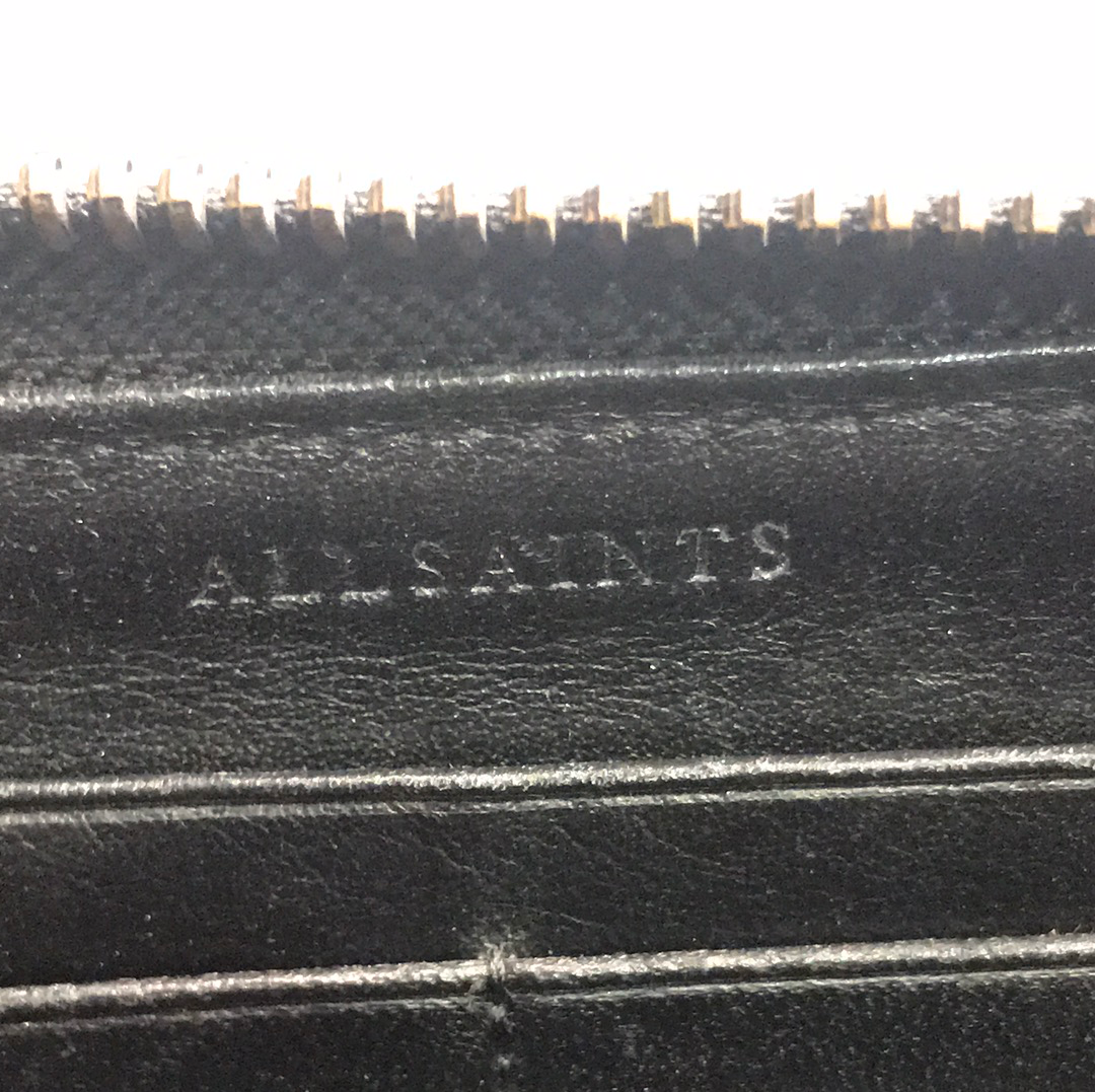 All Saints Leather Gold Zip-Wallet