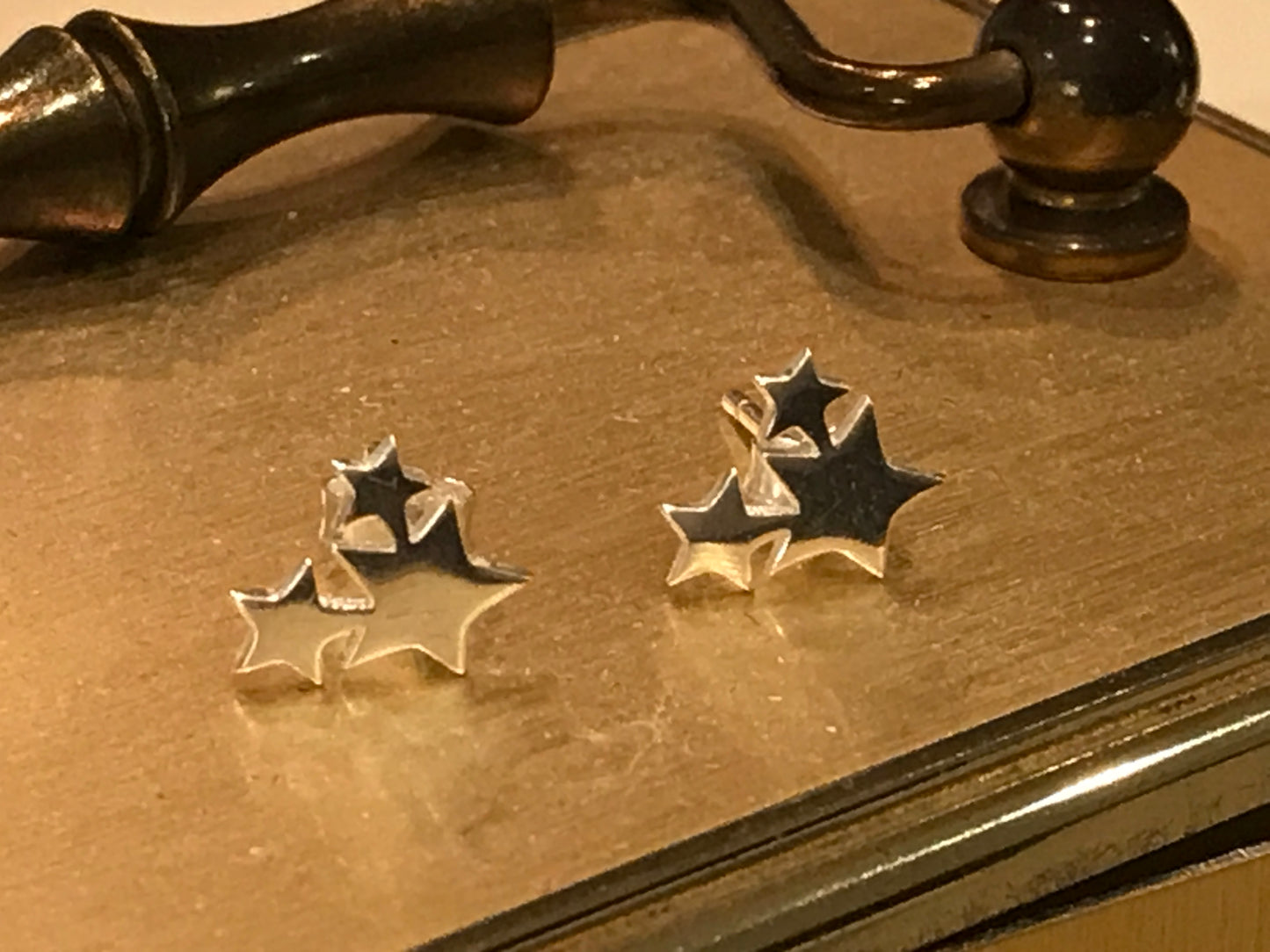 Triple-Star Silver Stud Earrings