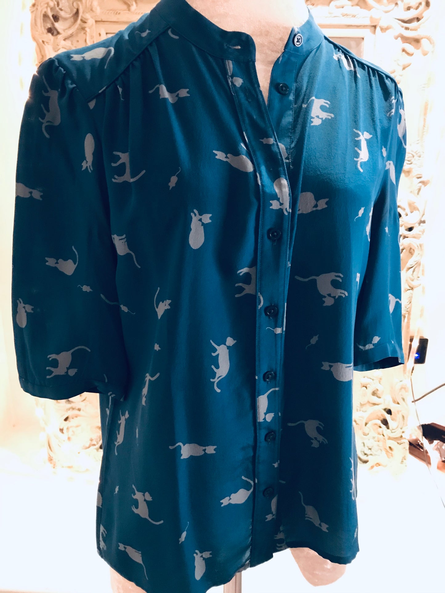 Prussian Blue Silk Surprise Blouse