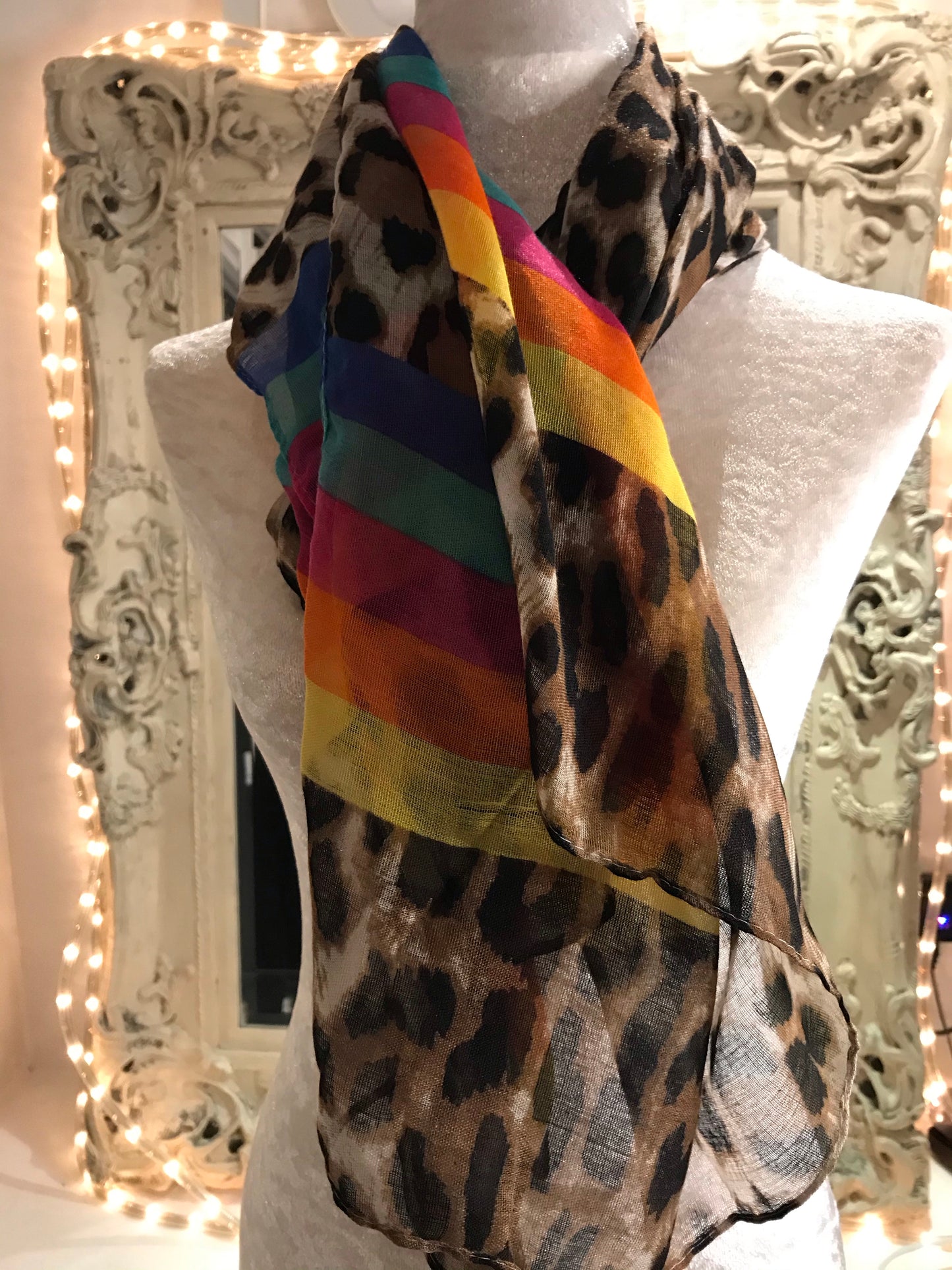 Rainbow Leopard Scarf
