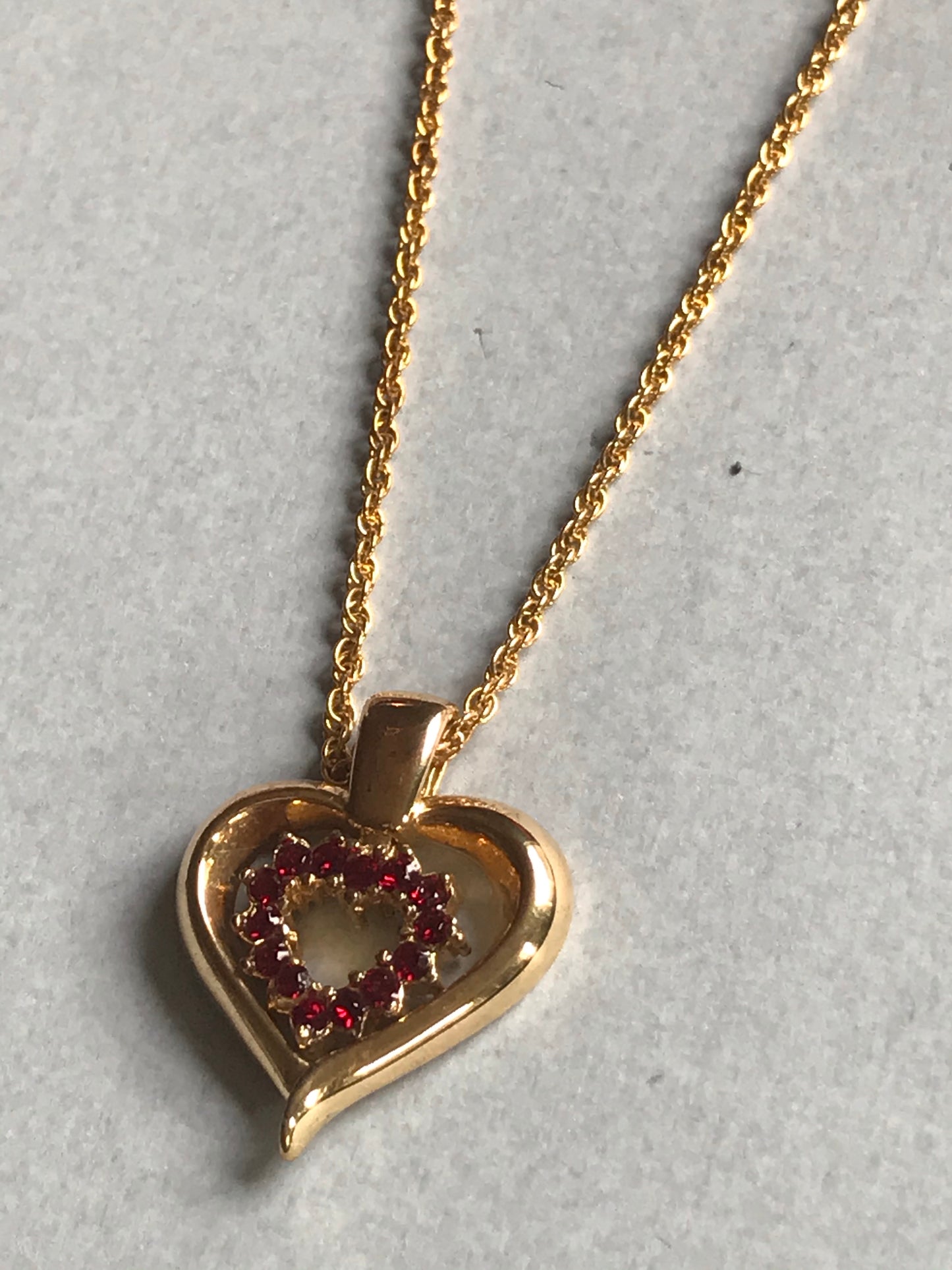 Red and Gold Double-Sided Heart Necklace