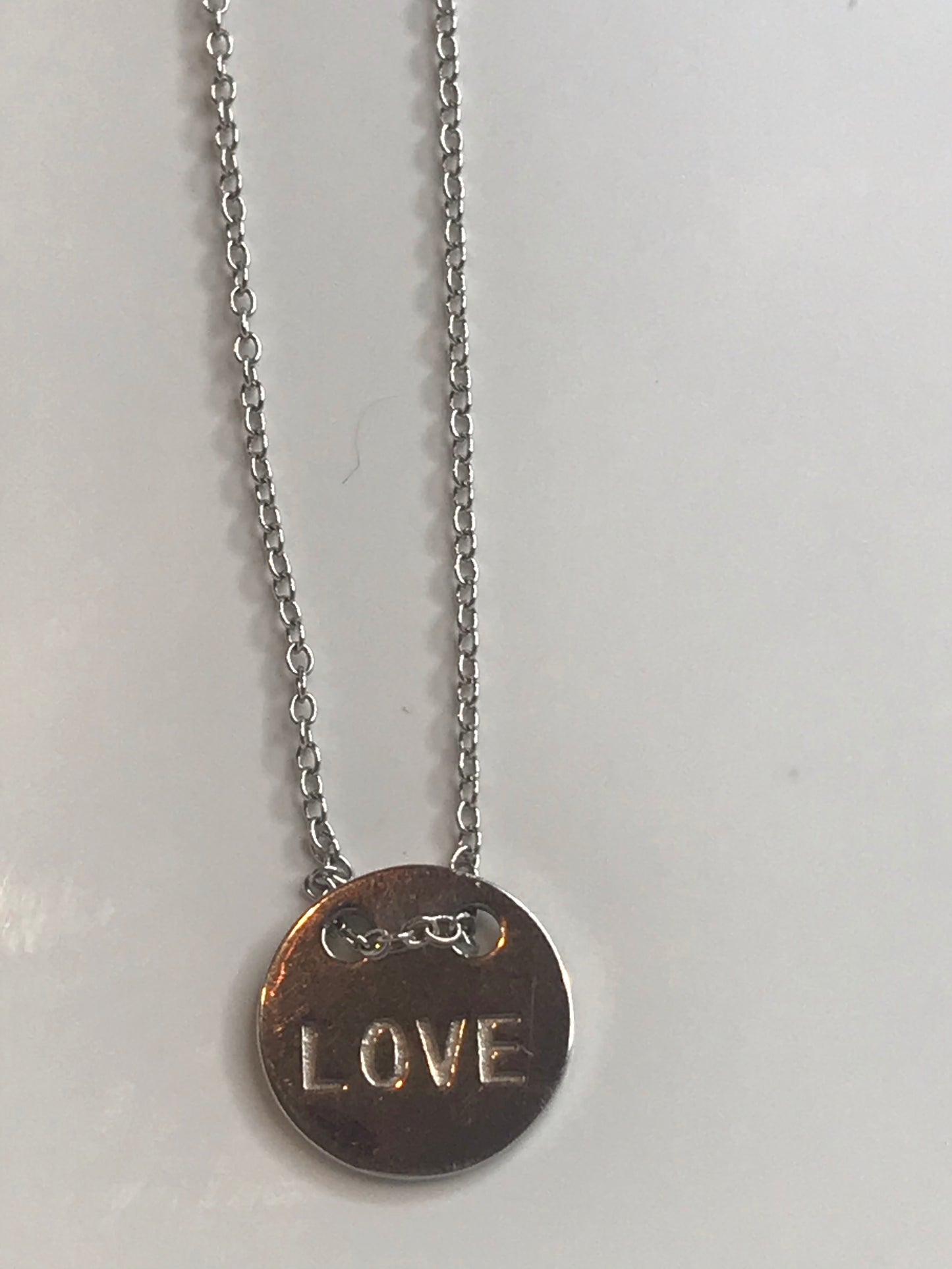 Love Is All You Need Silver Disc Necklace