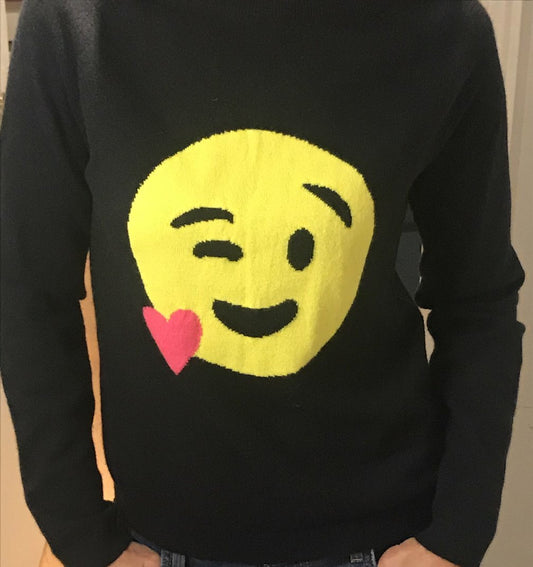Chinti and Parker Smiley Face Black Cashmere jumper