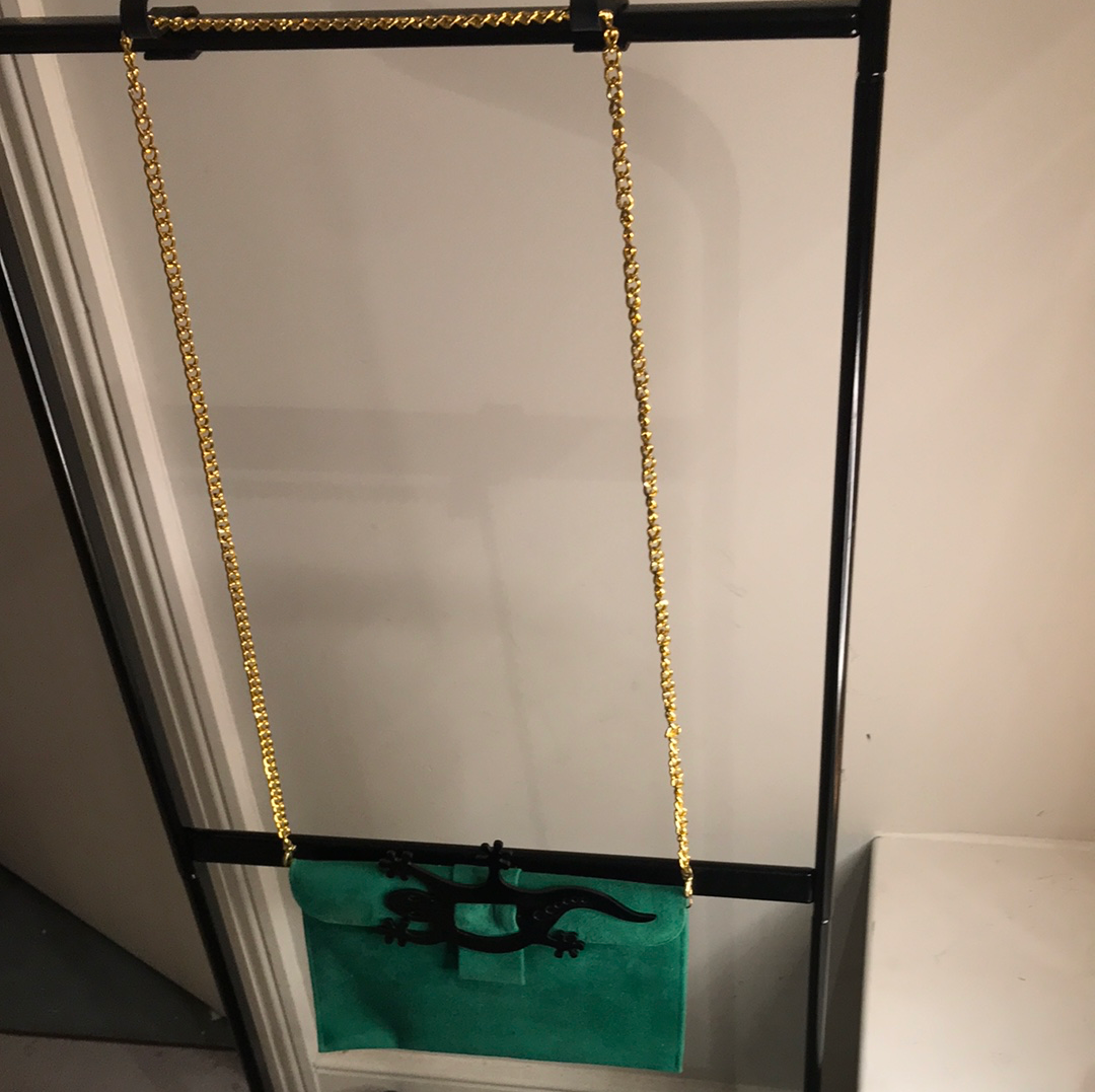 Green Suede Lizard Bag