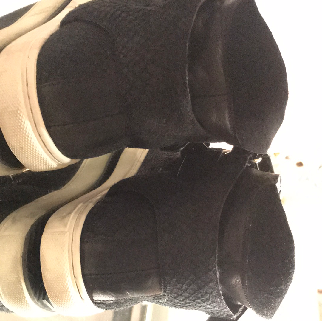 MAJE Black Leather & Suede Hi-Top Trainers (size 40)