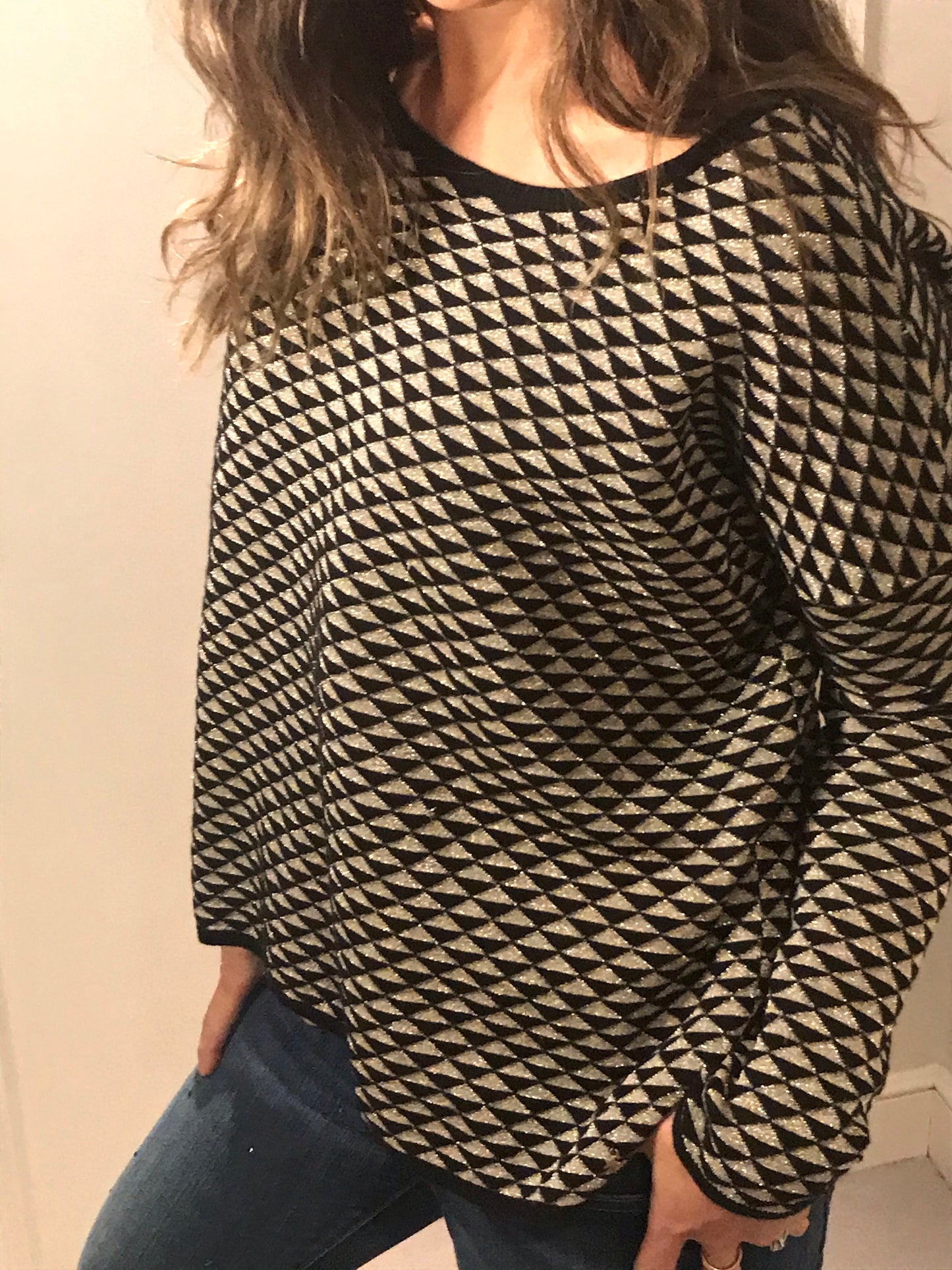 Retro Black & Gold Trapeze Knit
