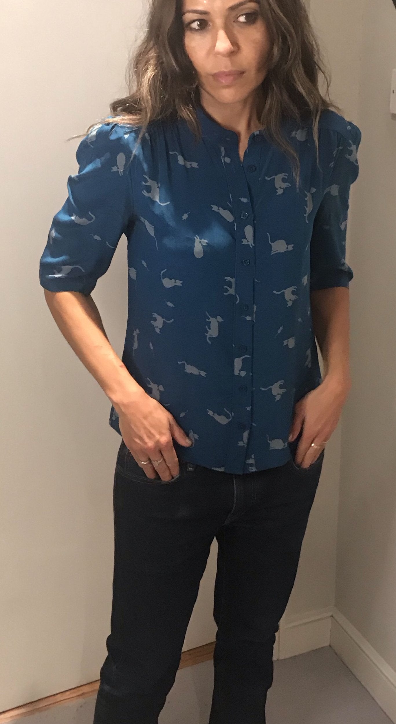 Prussian Blue Silk Surprise Blouse