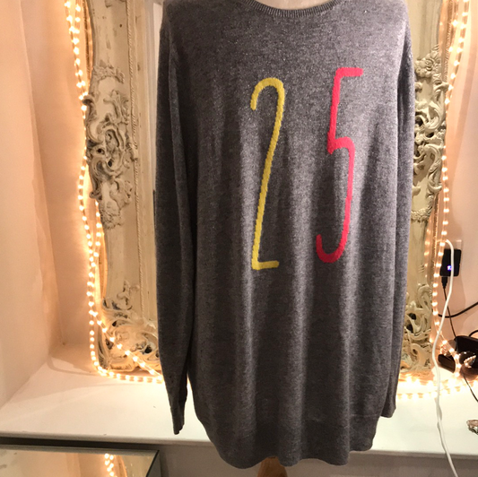 Oversized Boyfriend Slouch Grey/Neon Jumper