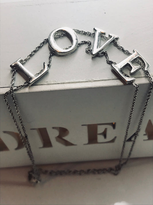 'Love Is All You Need' Silver Vintage Necklace
