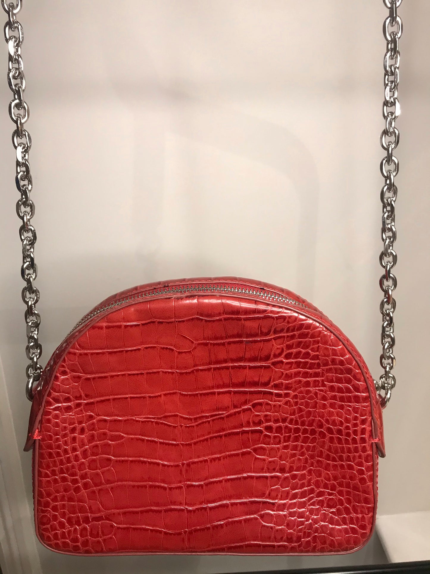 Red Mock Croc Handbag
