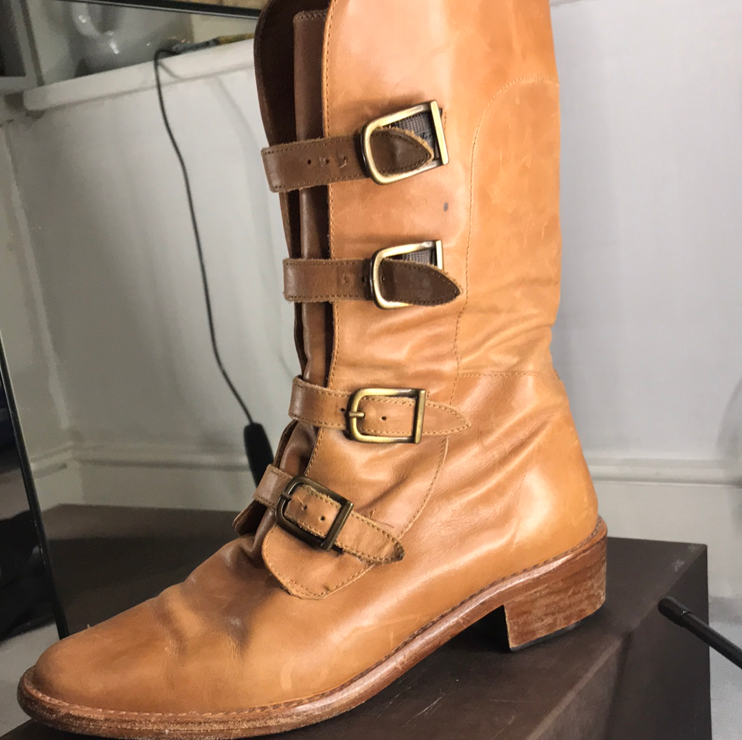 Pied a Terre Camel Leather Pirate Buckle Boots (size 37 UK)