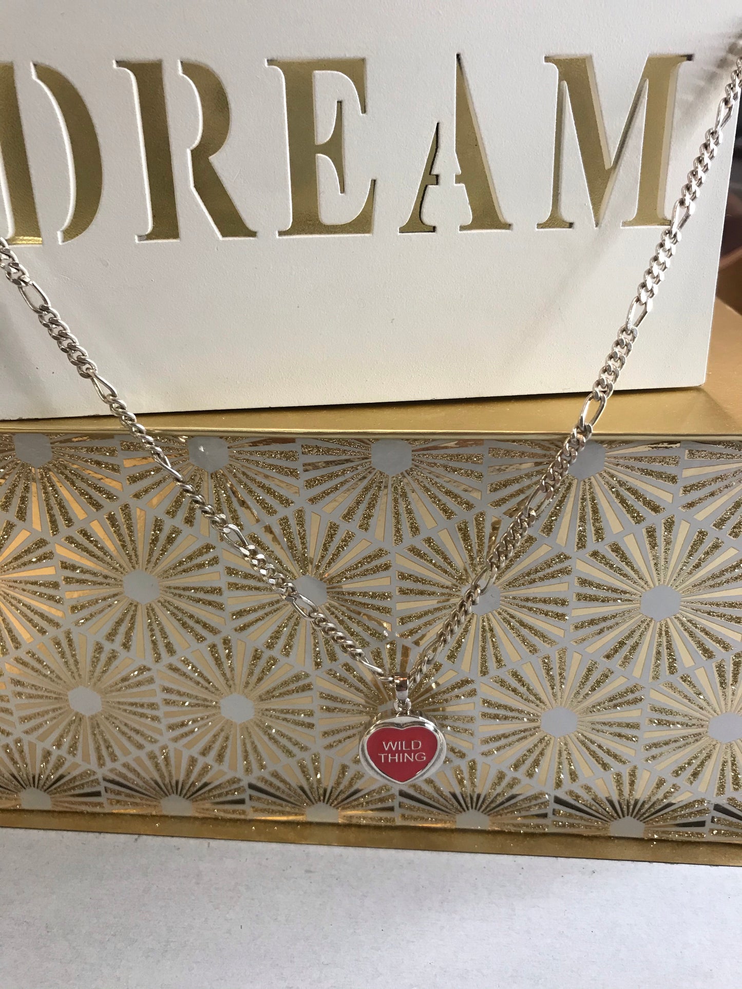 ‘Wild Thing’ (Love Heart) Silver/Pink Necklace