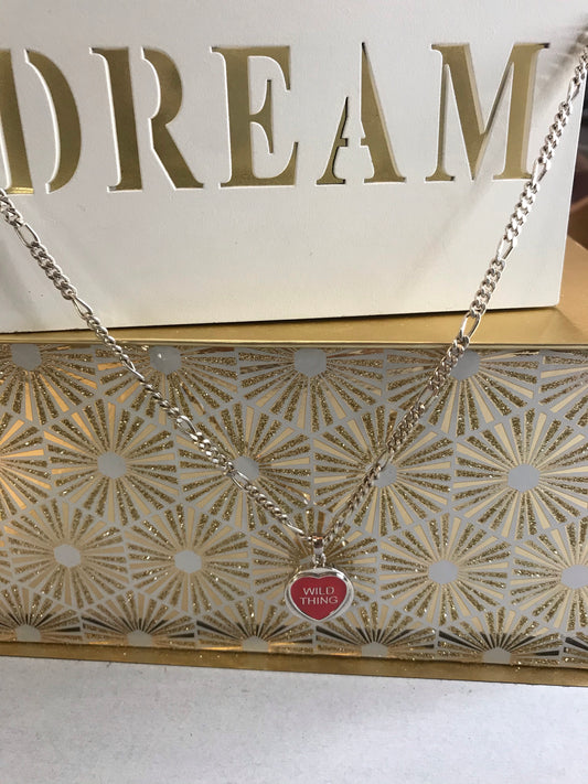 ‘Wild Thing’ (Love Heart) Silver/Pink Necklace