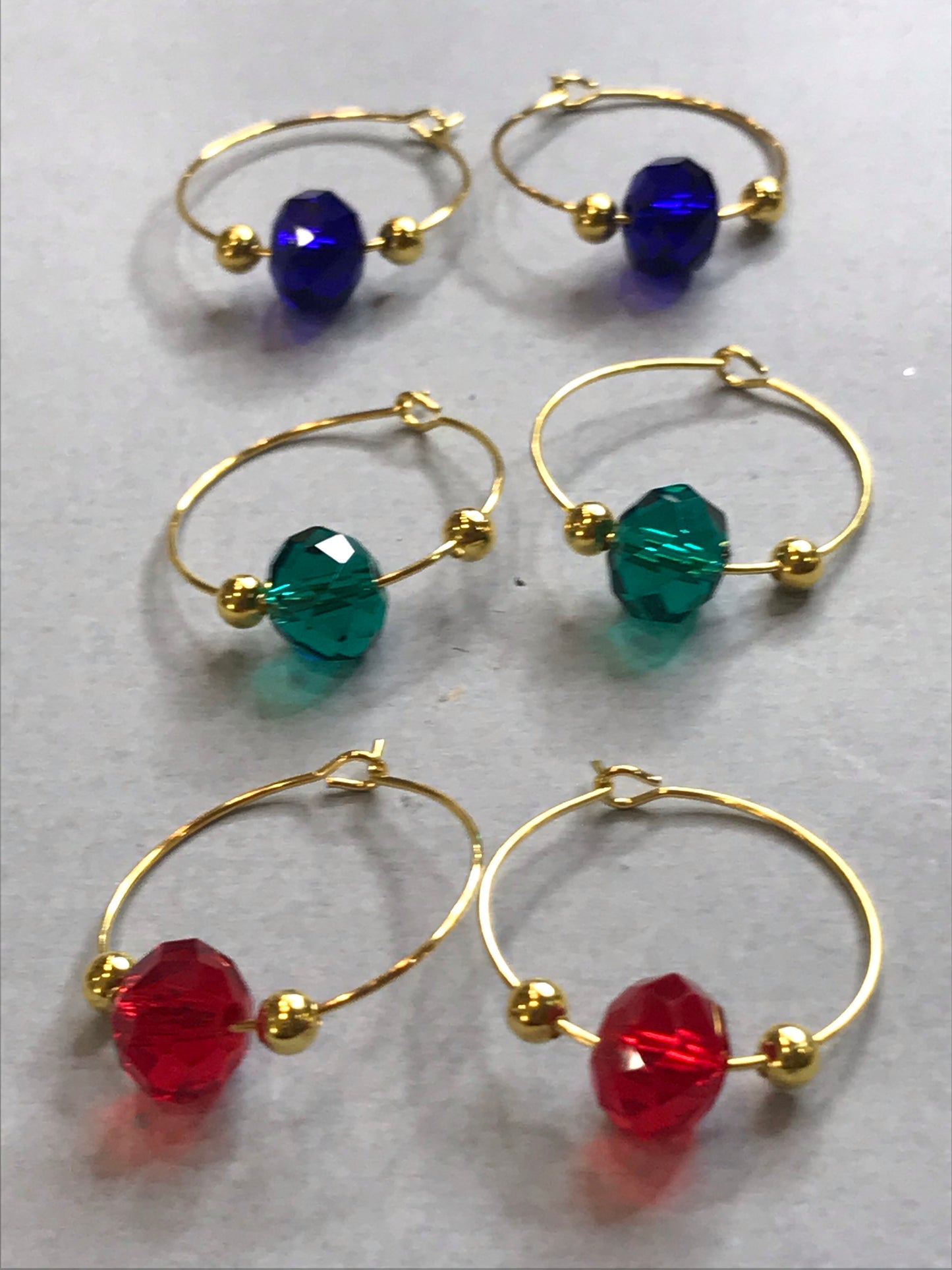 Gold-plated Green Drop Hoop Earrings