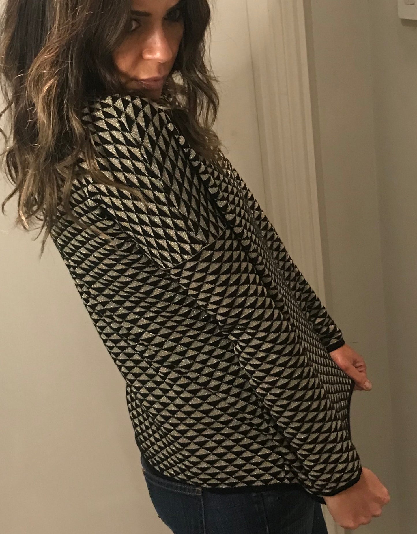 Retro Black & Gold Trapeze Knit